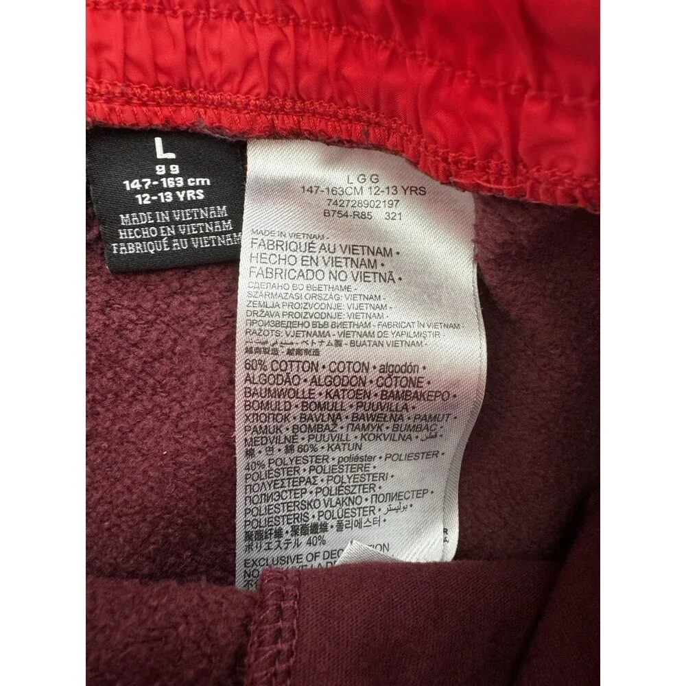 Converse Kids Joggers Size Large Maroon Red Sweatpants Logo on Leg